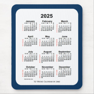 2025 Police Box Blue 52 Week Calendar by Janz Mouse Mat