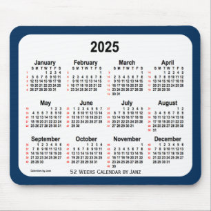 2025 Police Box Blue 52 Weeks Calendar by Janz Mouse Mat