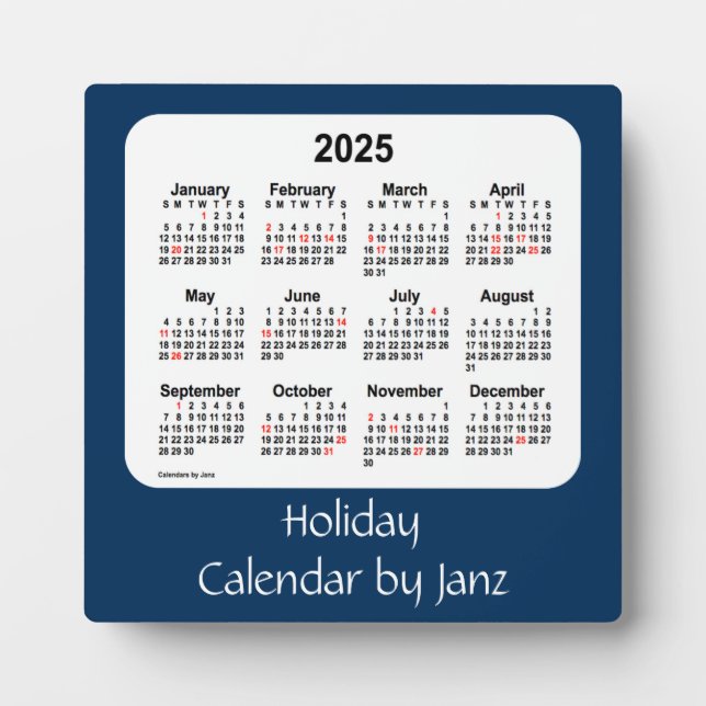 2025 Police Box Blue Holiday Calendar by Janz Plaque (Front)