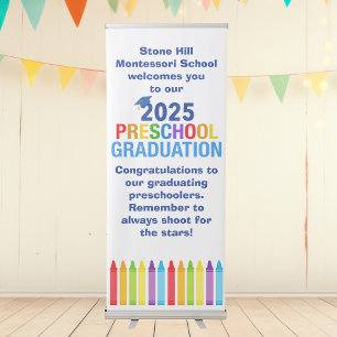 2025 Preschool Graduation Crayon Custom School Retractable Banner