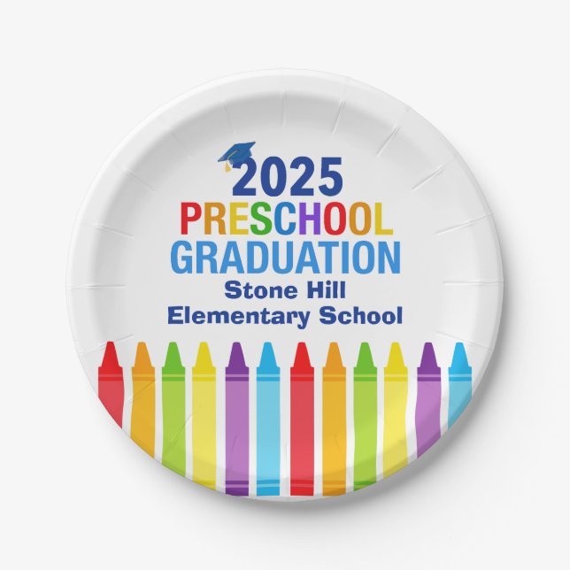 2025 Preschool Graduation Custom School Party Paper Plate (Front)