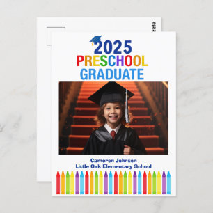 2025 Preschool Photo Custom Kids Graduation Postcard
