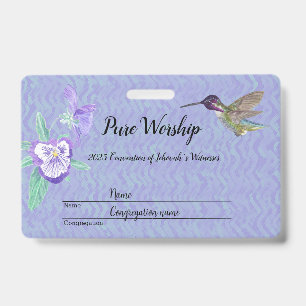 2025 Pure Worship water-colored hummingbird ID Badge