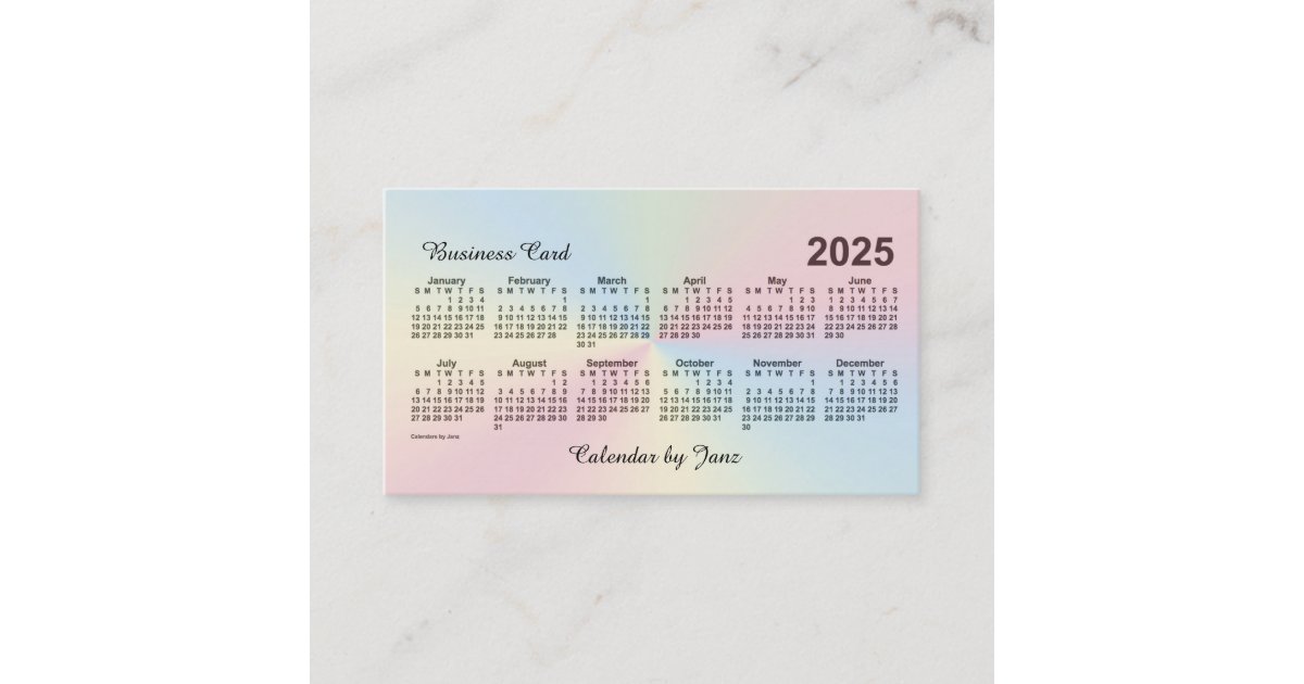 2025 Rainbow Cloud Calendar by Janz Business Card Zazzle