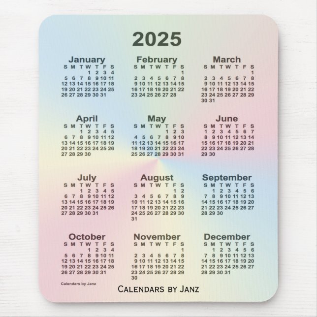 2025 Rainbow Cloud Calendar by Janz Mouse Mat (Front)