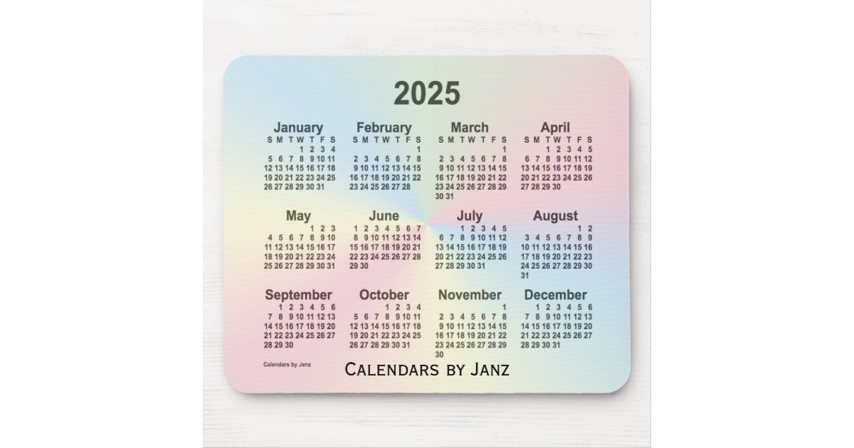 2025 Rainbow Cloud Calendar by Janz Mouse Mat Zazzle