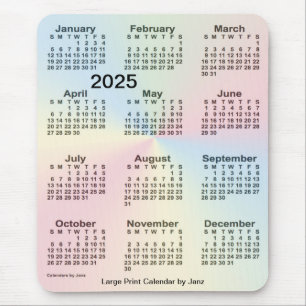 2025 Rainbow Cloud Large Print Calendar by Janz Mouse Mat