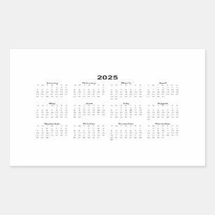 2025 Rectangular Monthly Calendar     Rectangular Sticker