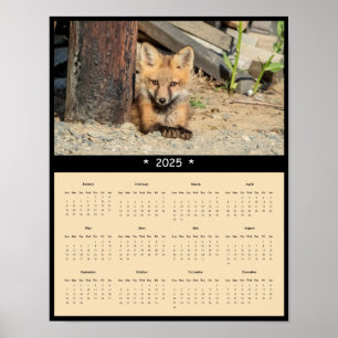 2025 Red Fox Kit Wall Calendar Poster
