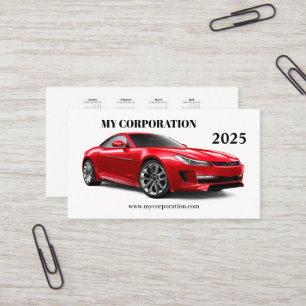 2025 Red Sport Car Pocket Calendar Business Card