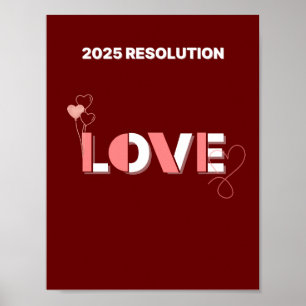 2025 RESOLUTION LOVE Pink hearts Wall art       