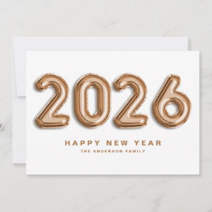 2025 Rose Gold Mylar Balloons Happy New Year Holiday Card