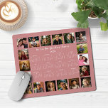2025 Rose Pink Multiple Photo Collage Calendar Mouse Mat<br><div class="desc">🌟2025 Rose Pink Multiple Photo Collage Calendar Mouse Pad featuring a simple, minimalist year-at-a-glance calendar and 18 of your favourite photos. All the colours are all customisable. Makes a great gift for grandparents, parents, aunts, uncles, godparents, and more! Please contact us at cedarandstring@gmail.com if you need assistance with the design...</div>