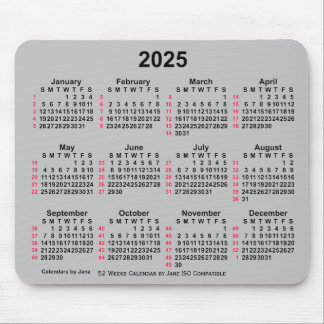2025 Silver 52 Weeks ISO Calendar by Janz Mouse Mat