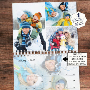 2025 Simple Custom Photo Collage 4 Per Month Calendar