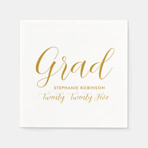 2025 Simple Gold Script Graduation Napkin