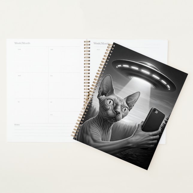 2025 Sphynx Cat UFO Calendar Selfie Area 51  Planner (Display)