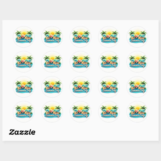 2025 Summer Trip 🌊 Tropical Text Sticker (Sheet)