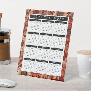 2025 Sunflower Stand-Up Calendar – Year-at-a-Glan Pedestal Sign