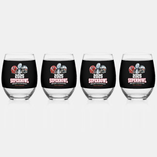 2025 Super Bowl Showdown  Stemless Wine Glass