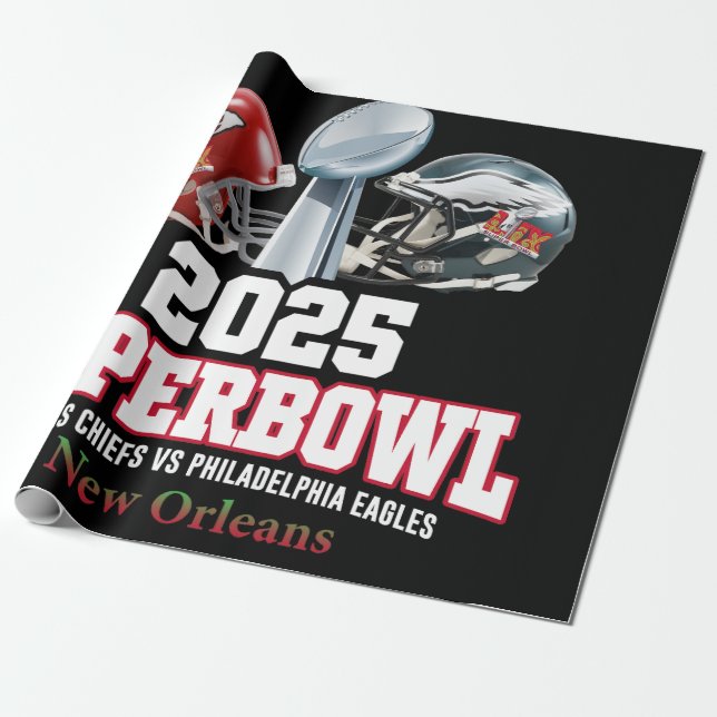 2025 Super Bowl Showdown  Wrapping Paper (Unrolled)