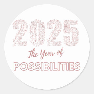 2025 The Year of Possibilities Floral Classic Round Sticker