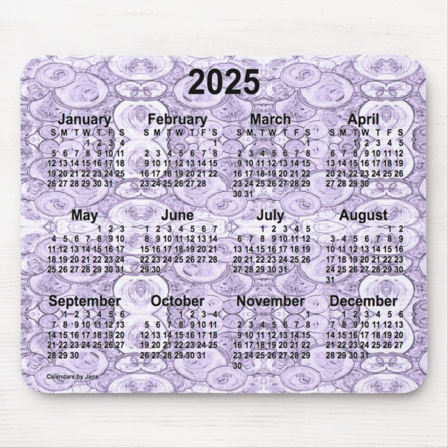 2025 Tiny Bubbles Purple Calendar by Janz Mouse Mat (Front)