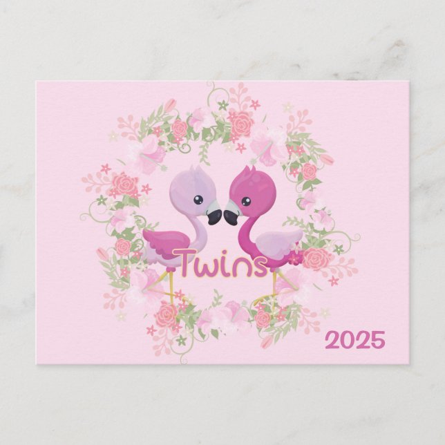 2025 Twins Pregnancy Expecting Announcement  Postcard (Front)