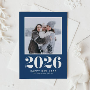 2025 Typography Navy Blue Happy New Year Photo