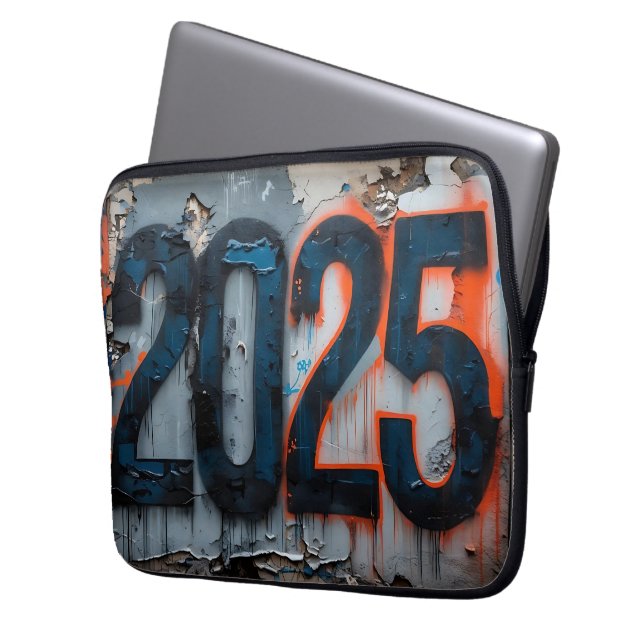 2025 Urban Graffiti Wall Art – Grunge Texture Laptop Sleeve (Front Left)