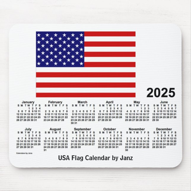 2025 USA Flag Calendar by Janz Mouse Pad (Front)
