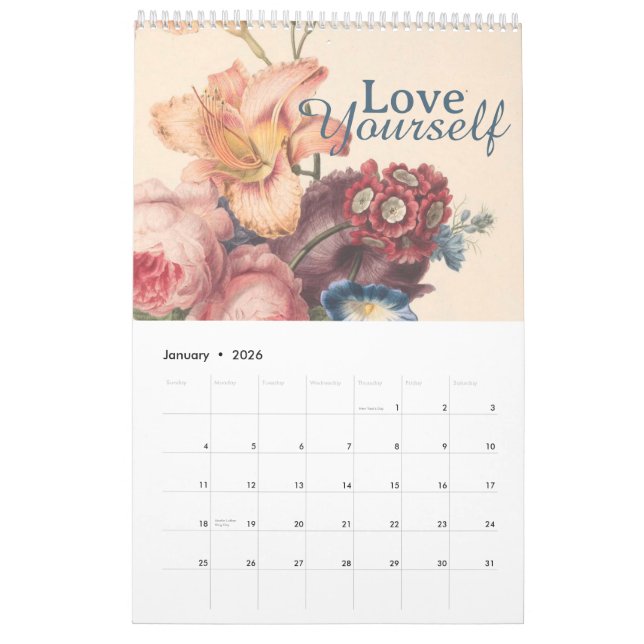 2025 vintage self growth quote custom calendar (Jan 2026)