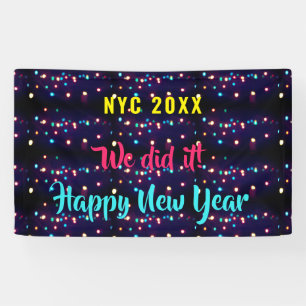 2025 We Did It Happy New Year Colourful Lights Banner