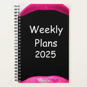 2025 Weekly Plans Simple Pink Lips Design Planner