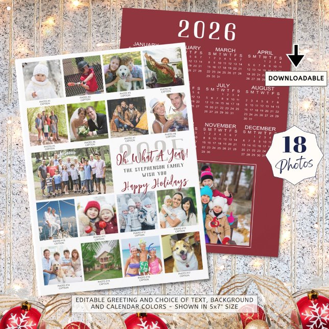 2025 What A Year 18 Photos Captions 2026 Calendar Holiday Card (Creator Uploaded)