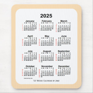 2025 Wheat 52 Week Calendar by Janz Mouse Mat