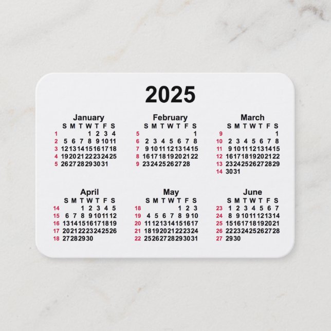 2025 White 52 Week ISO Calendar by Janz Business Card (Front)