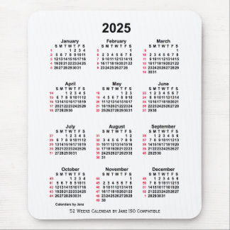 2025 White 52 Weeks ISO Calendar by Janz Mouse Mat