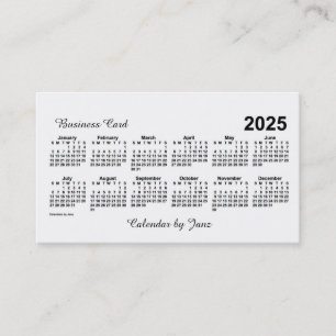 2025 White Calendar by Janz Business Card