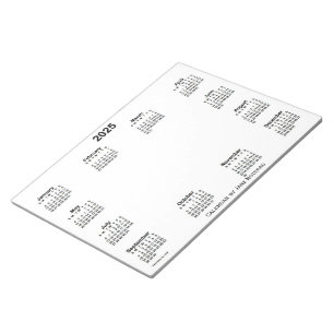 2025 White Calendar by Janz Notepad