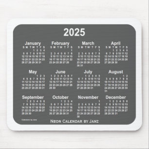 2025 White Charcoal Calendar by Janz Mouse Mat