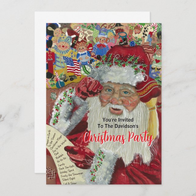 2025 White Christmas Party Santa Checking It Twice Invitation (Front/Back)