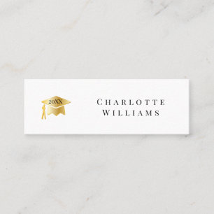 2025 White Gold Grad Cap Graduation Insert Card