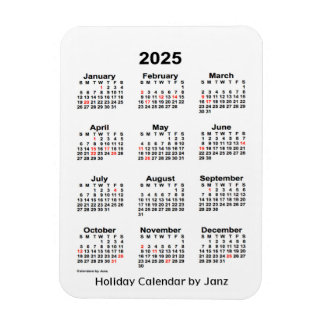 2025 White Holiday Calendar by Janz Magnet