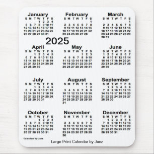 2025 White Large Print Calendar by Janz Mouse Mat
