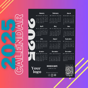 2025 Year Calendar Black And White Corporate Invitation