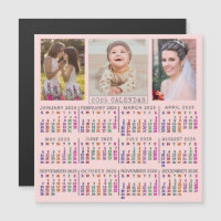 2025 Year Calendar Cute Pink Family Photo Collage