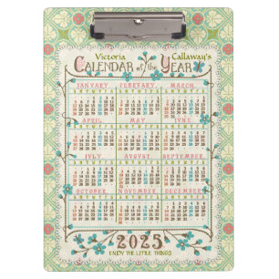 2025 Year Calendar Victorian Art Nouveau   Custom Clipboard