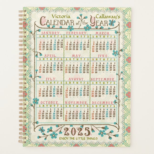 2025 Year Calendar Victorian Art Nouveau | Custom Planner (Front)