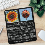 2025 Year Monthly Calendar Black Custom 2 Photos Mouse Mat<br><div class="desc">This 2025 year 2-photo and custom text personalised monthly calendar mousepad / mousemat shows the days of the week for each month in classic, professional-looking white on a black background. This is a simple, bold yearly calendar mousepad to help you conquer the new year. Always know what date it is...</div>